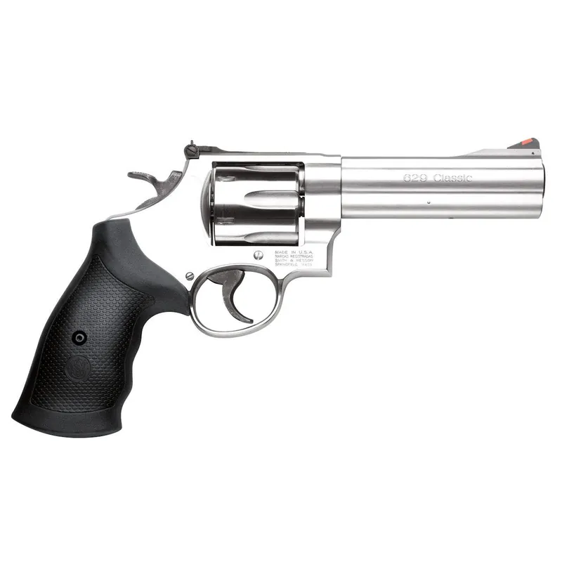 S&W 629 .44Mag 6Rd 5" SS N-Frame Red Ramp Frt/Black Adj Rear Sight Black Syn Finger Groove Grip Internal Lock DA/SA 163636