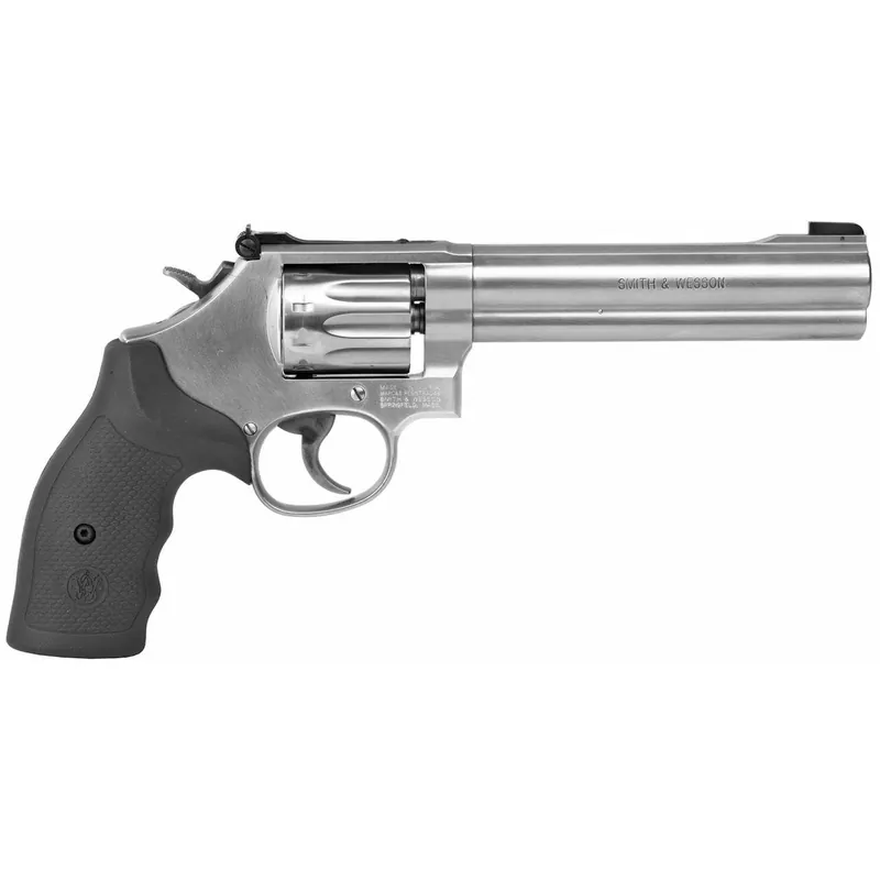 S&W 617 .22LR 10Rd 6" K-Frame SS Metalwork Patridge Frt /Adj Rear Sight Black Rubber Finger Groove Grip DA/SA 160578