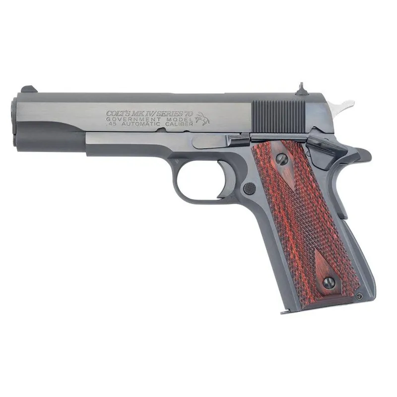 Colt Series 70 Government .45 ACP 5" BBL Blue Rosewood Grips Fixed Sights 7 Rd