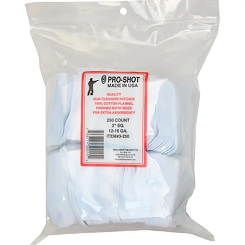 Pro-Shot Cotton Flannel Patches 12-16 Gauge 250/Bag