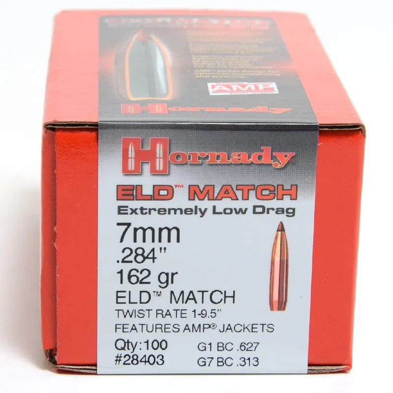Hornady ELD Match Bullets 7mm .284 Dia 162 Gr 100/Box