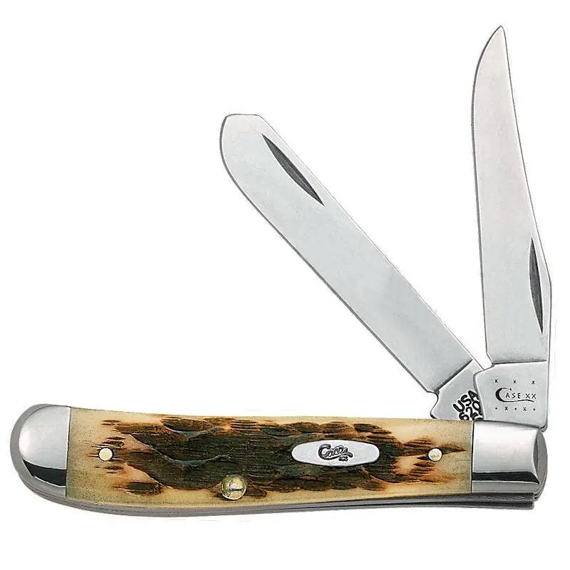 Case Mini Trapper Pocket Knife 3 1/2" Amber Bone