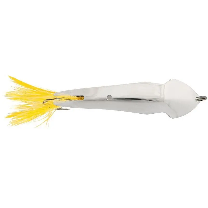 Luhr Jensen Pet Spoon w/ Yellow Feather 1 1/8 oz. Chrome