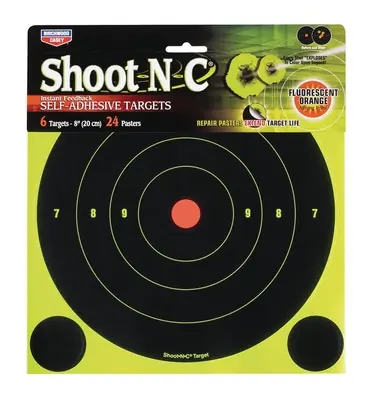Birchwood Casey Shoot-N-C 8" Rd Bullseye 6 Targets 24 Pasters
