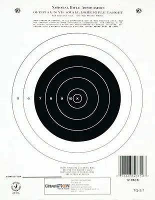Champion 50 Yard Single Bullseye Paper Target 12 Per Pack