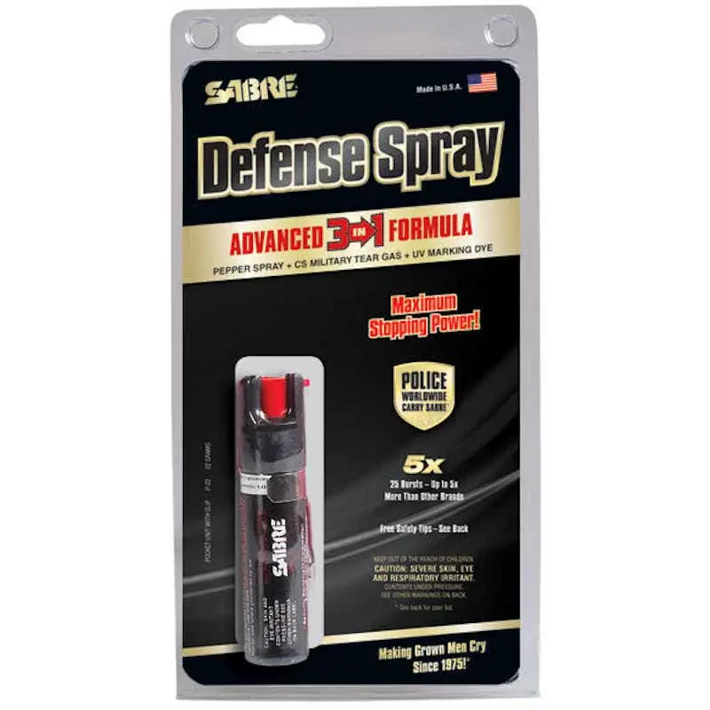 Sabre 3-IN-1 Compact Pepper Spray with Clip 0.75 oz