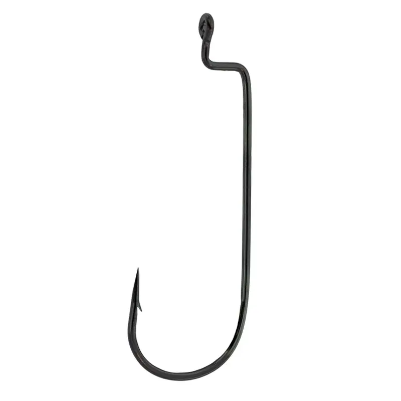 Eagle Claw Lazer Worm Round Bend Hook Black 2/0