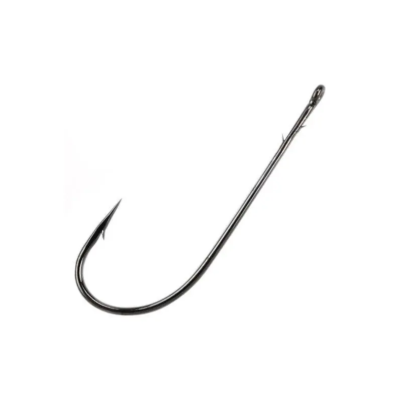 Owner Straight Shank Wide Gap Worm Hook Black Chrome