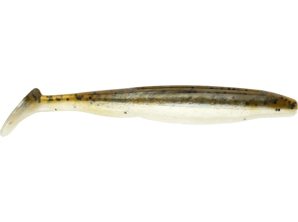 Strike King KVD Perfect Plastics Swim‘n Caffeine Shad - 5" Green Pumpkin Pearl Belly
