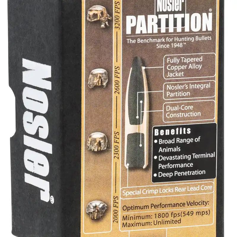 Nosler Partition Bullet 25 Cal 100 Gr Spitzer 50/Box