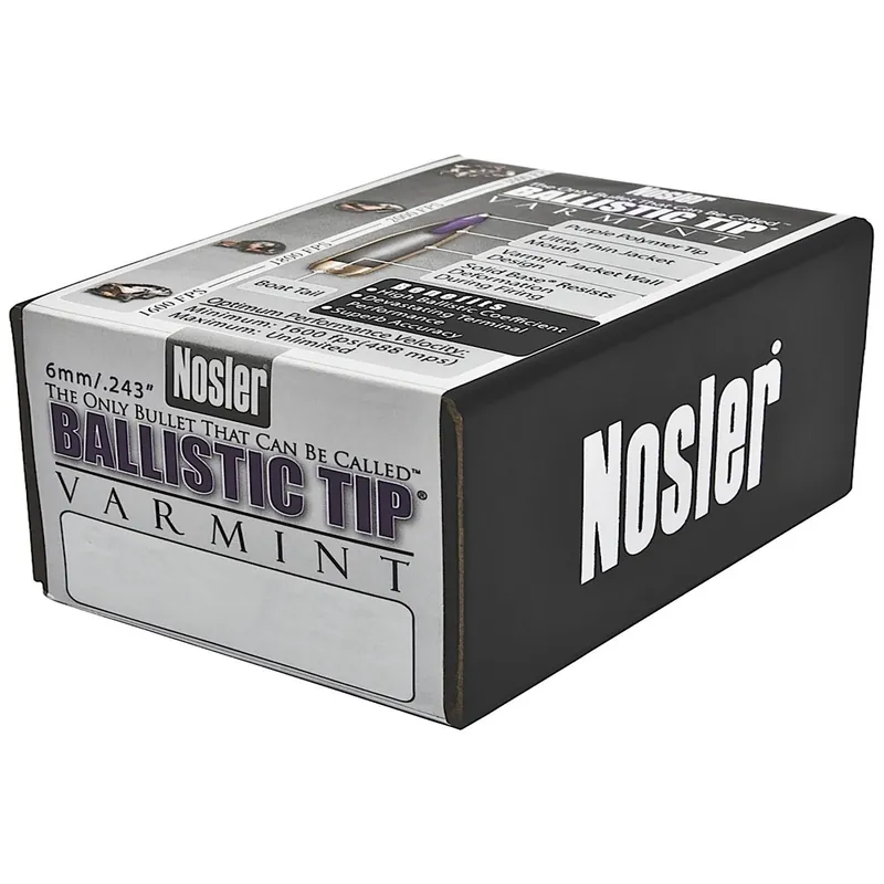 Nosler Ballistic Tip Bullet 6mm 55 Gr 100/Box