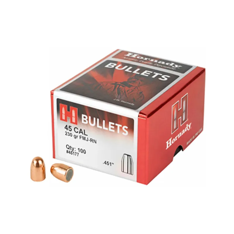 Hornady 45 Cal 230 Gr FMJ-RN 100/Box