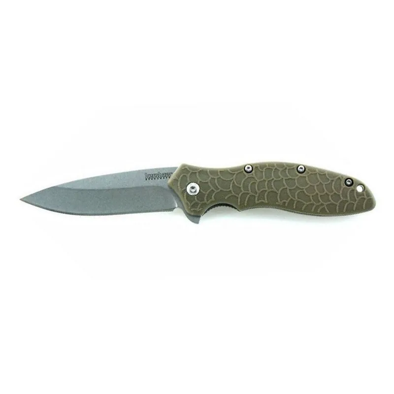 Kershaw Oso Sweet Folding Lockback Knife Stonewash Blade OD handle