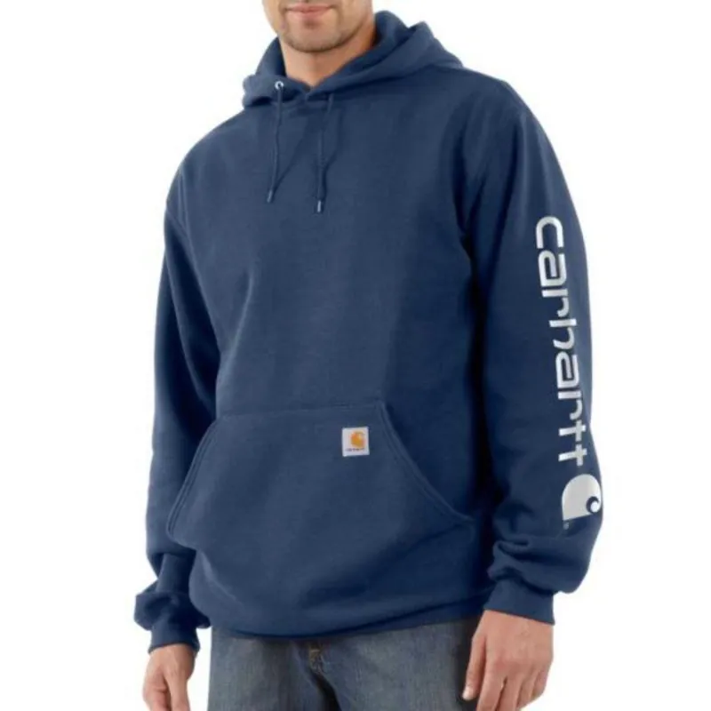 Carhartt Men’s Loose Fit Logo Sleeve Graphic Hoody - New Navy