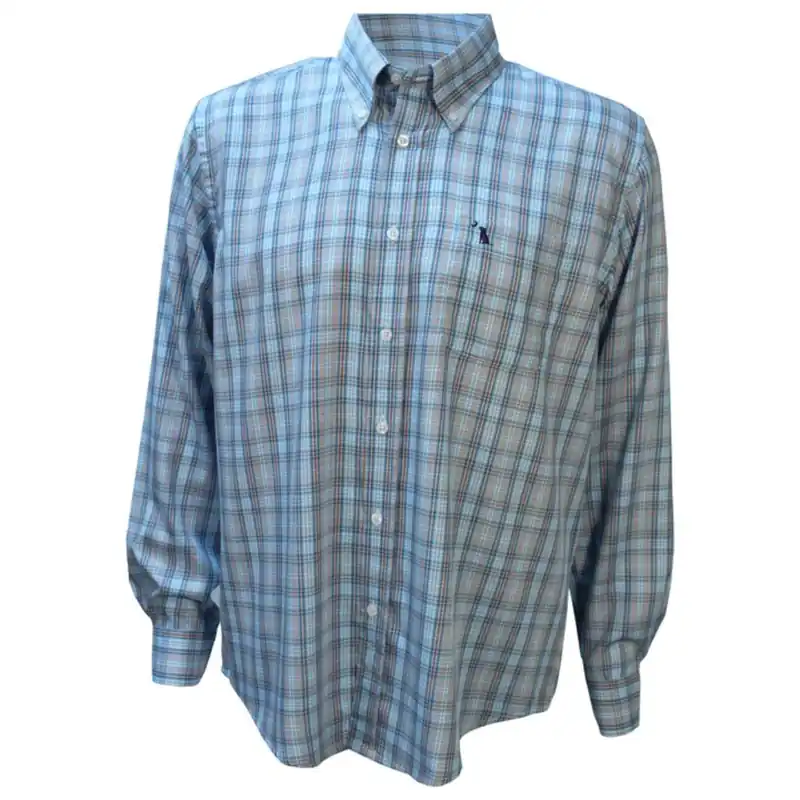 Local Boy Outfitters Men’s Bailey Button-Down Dress Shirt - Navy/Coral/Light Blue