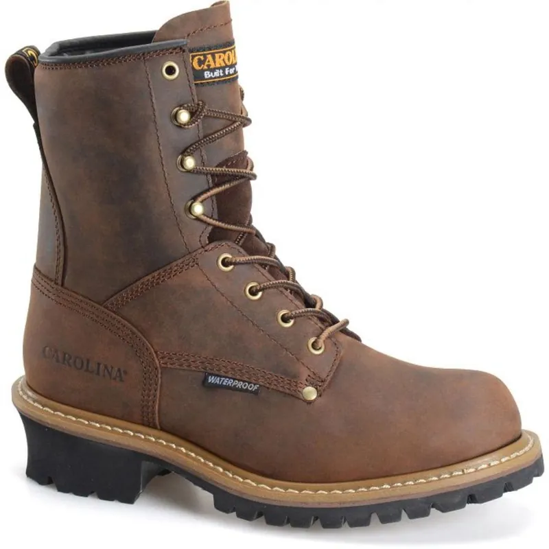 Carolina Men‘s Elm Waterproof 8" Leather Logger Boots - Brown