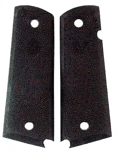 Hogue OverMolded Grip Panels Cobblestone Black Rubber Palm Swells 1911 Government