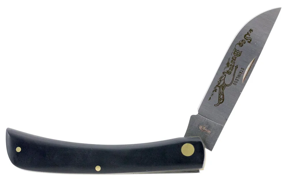 Case Sod Buster 3.70" Folding Skinner Plain Etched As-Ground Tru-Sharp SS Blade/Smooth Black Synthetic Handle