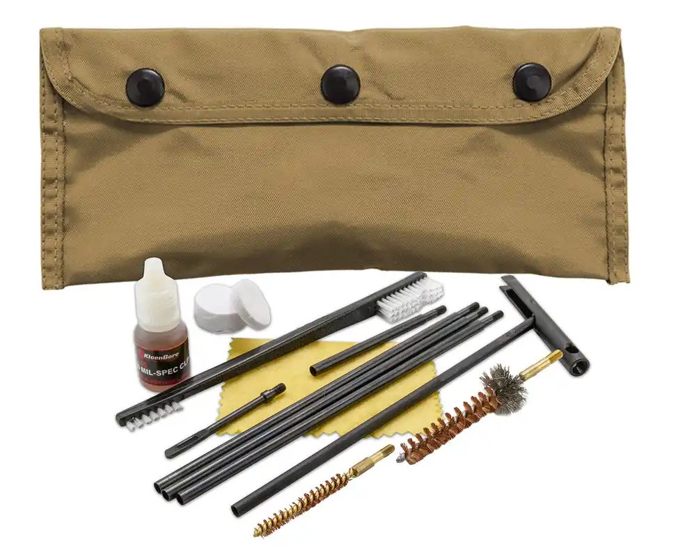 KleenBore Modular Cleaning Kit Coyote Tan Multi-Caliber Handgun/Rifle Bronze/Nylon Bristles Nylon Case