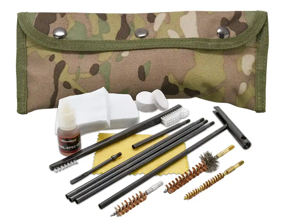 KleenBore Modular Cleaning Kit Multi-Cam Multi-Caliber Handgun/Rifle Bronze/Nylon Bristles Nylon Case