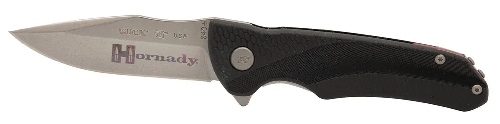 Hornady Buck 840 Folding Knife w/Laser Engraved Logo 420HC SS Blade/ Black GFN Handle