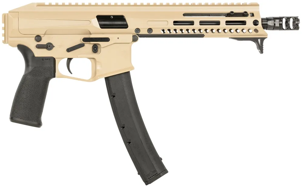 Patriot Ordnance Factory Phoenix 9mm 35+1 8" Barrel w/Brake Alum Rec M-LOK Handguard w/Handstop Picatinny Rail FDE 01926