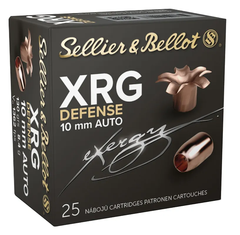 Sellier & Bellot XRG Defense 10mm Auto 130 Gr. Jacketed Hollow Point (JHP) 25/Box