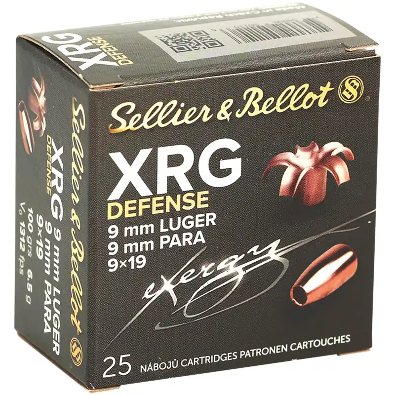 Sellier & Bellot XRG Defense 9mm Luger 100 Gr. Solid Copper Hollow Point (SCHP) 25/Box