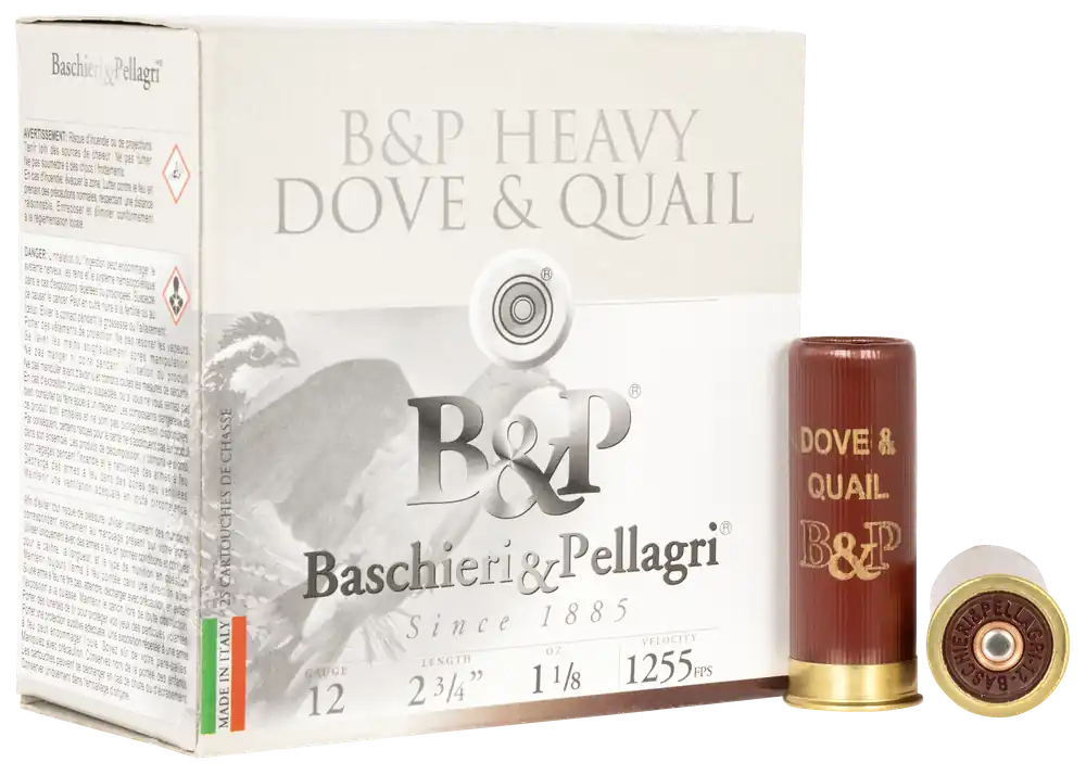 Fiocchi B&P Dove & Quail 12 Gauge 2.75" 1 1/8 oz 6 Shot 25 Per Box