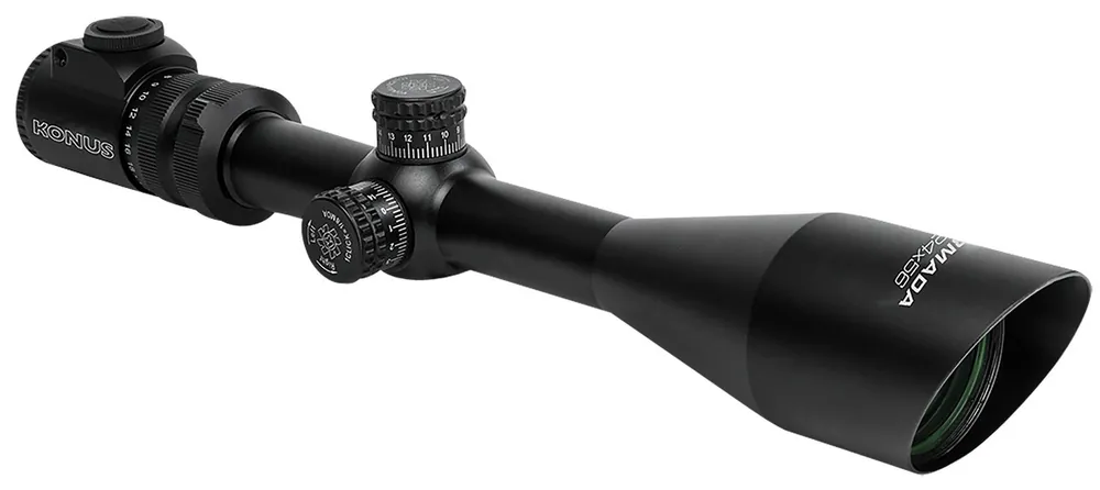 Konus Armada Rifle Scope Black 6-24x56mm Dual Illuminated Red/Blue Engraved Fine Crosshair Reticle