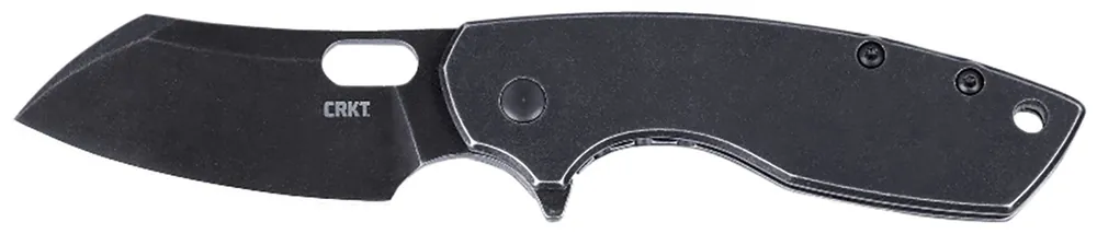 CRKT Pilar Large 2.67" Folding Plain Black Stonewashed SS Blade Black Stainless Steel Handle Includes Pocket Clip
