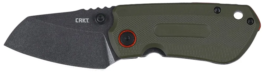 CRKT Overland Compact 2.24" Folding Plain Stonewashed D2 Steel Blade Green w/Orange Accents G10 SS Handle