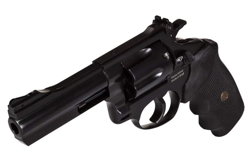 Rossi RM64 Medium Frame 357 Mag 6 Shot, 4" Black Steel Barrel, Cylinder & Frame, Black Textured Rubber Grip, Hammer Block Safety