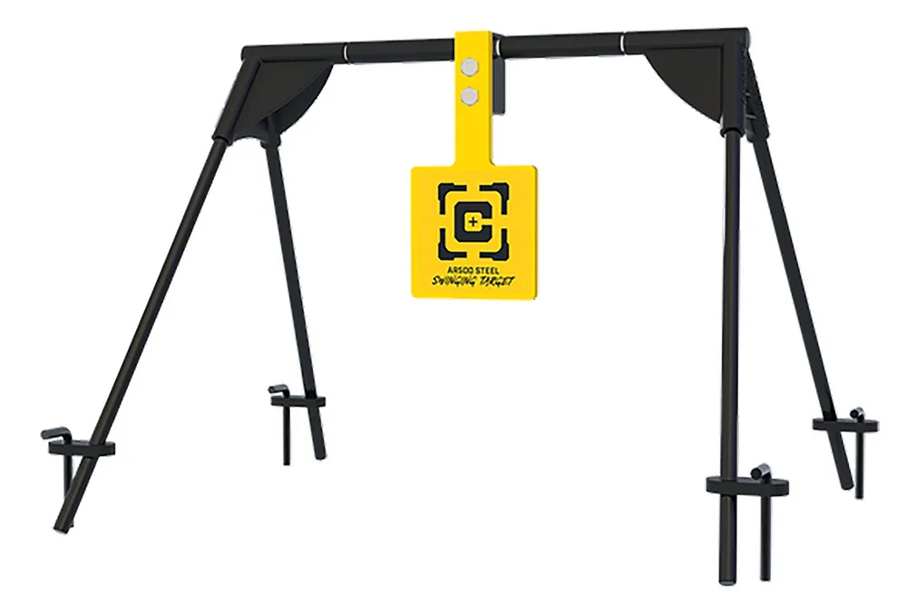 Caldwell Swinging Rifle Black/Yellow AR500 Steel Hanging Standing Includes Ground Stakes