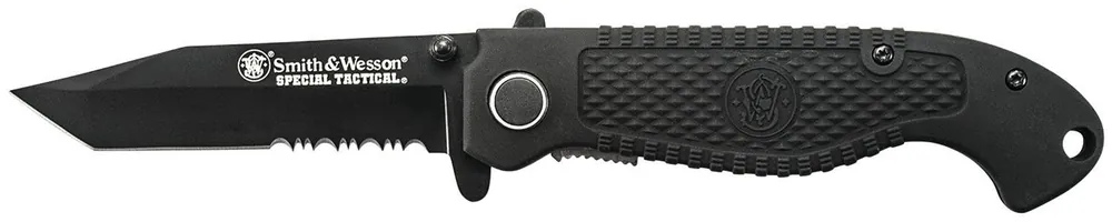 Smith & Wesson Knives Special Tactical 3.50" Folding Part Serrated Stainless Steel Blade 4.60" Black