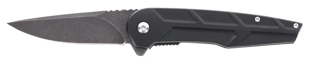 Schrade Reckon 3.25" Folding Drop Point Plain Dark Stonewash D2 Steel Blade 4.40" Black Aluminum Handle