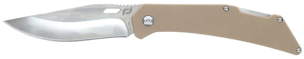Schrade Slingshot Lockback Folder 4" Recurve Clip Point Satin AUS-10 Blade 5" G10 Handle