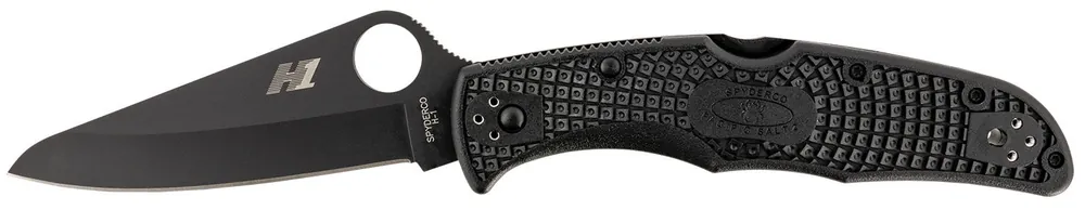 Spyderco Pacific Salt 2 3.78" Folding Drop Point Plain Black H2 Steel Blade Black Textured FRN Handle