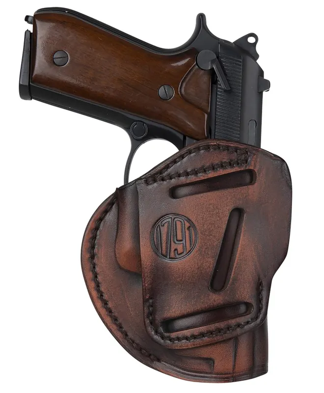 1791 Gunleather 3-Way OWB Size 06 Vintage Leather Belt Loop Fits Beretta 92/ Walther PPQ/ Sig P320 RH/LH