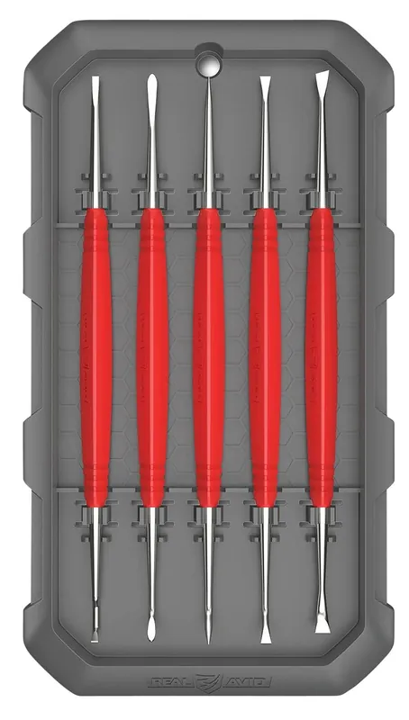 Real Avid Accu-Grip Steel Picks Double Sided Red Rubber Grips (5 Pieces)