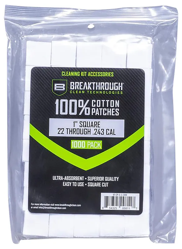 Breakthrough Clean Square Patches 243/270 Cal. 1000/Pack