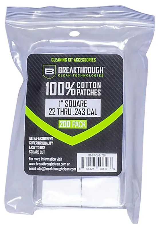 Breakthrough Clean Square Patches .22-243 Cal. 200/Pack