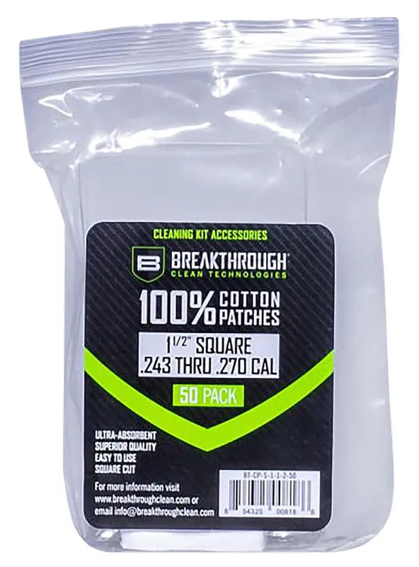Breakthrough Clean Square Patches 243/270 Cal 50/Pack