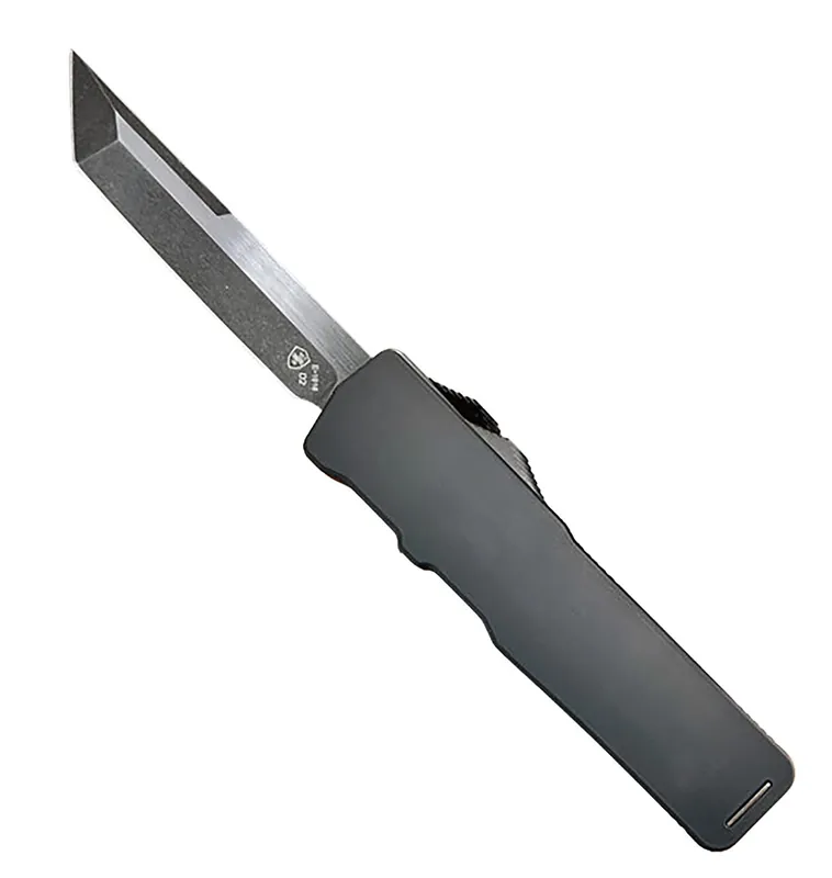 Templar Knife Excalibur Slim 3.25" OTF Tanto Plain Black Oxide Stonewashed Powder Coated D2 Steel Blade
