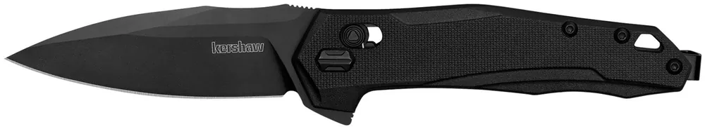 Kershaw Monitor Mid-Size 3" Folding Spear Point Plain Black Oxide D2 Steel Blade Black Textured Glass-Filled Nylon Handle