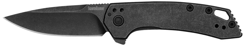 Kershaw Radar 2.90" Folding Drop Point Plain Black Oxide Blackwash SS Blade & Stainless Steel Handle Includes Pocket Clip