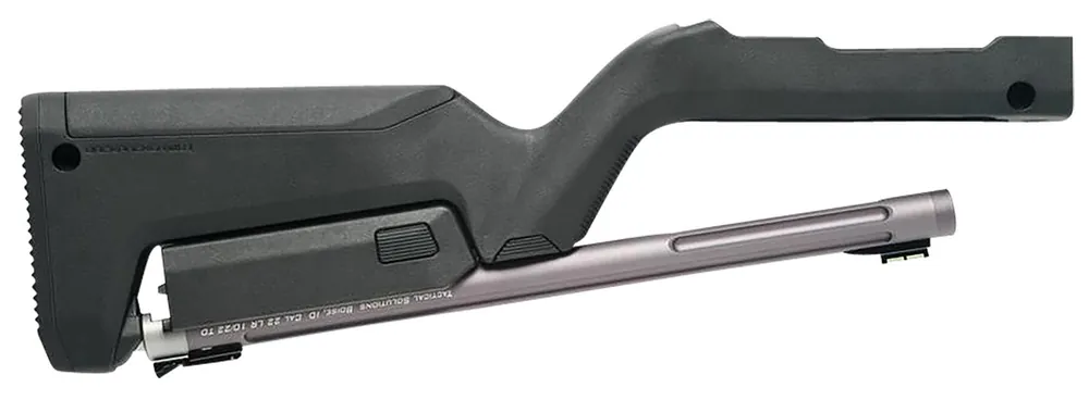 Tactical Solutions X-Ring Takedown Barrel and Stock Combo 22 LR 16.50" Gunmetal Gray Fluted & Threaded with Fiber Optic Sight, Black Magpul Backpacker Stock Fits Ruger 10/22 Takedown