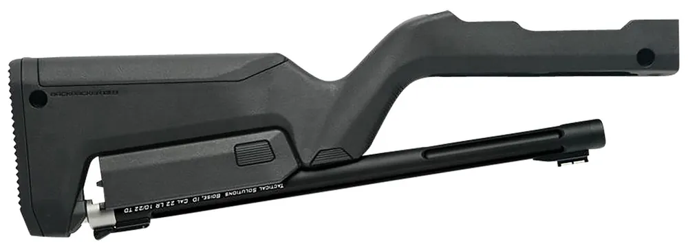 Tactical Solutions X-Ring Takedown Barrel and Stock Combo 22 LR 16.50" Matte Black Fluted & Threaded with Fiber Optic Sight, Black Magpul Backpacker Stock Fits Ruger 10/22 Takedown