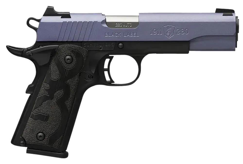 Browning 1911 Black Label .380ACP 10+1 4.25" Steel Barrel Orchid Cerakote Stainless Steel Slide Black Polymer Frame 051985492