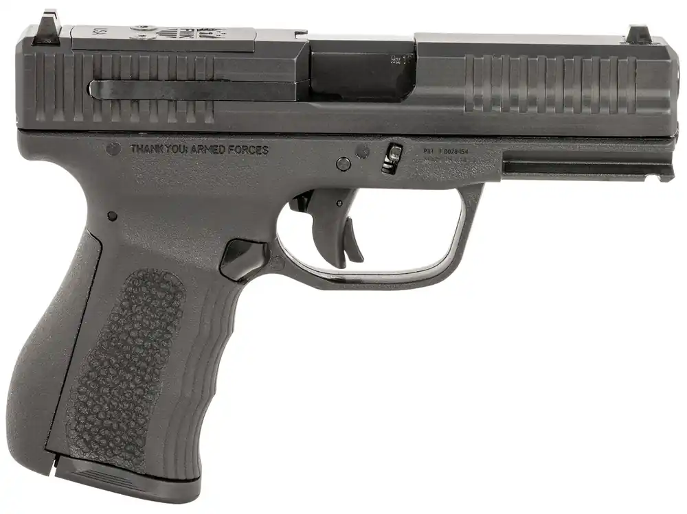 FMK G3 9mm Luger 14+1 4" Stainless Steel Barrel, Black Optic Cut/Serrated Carbon Steel Slide